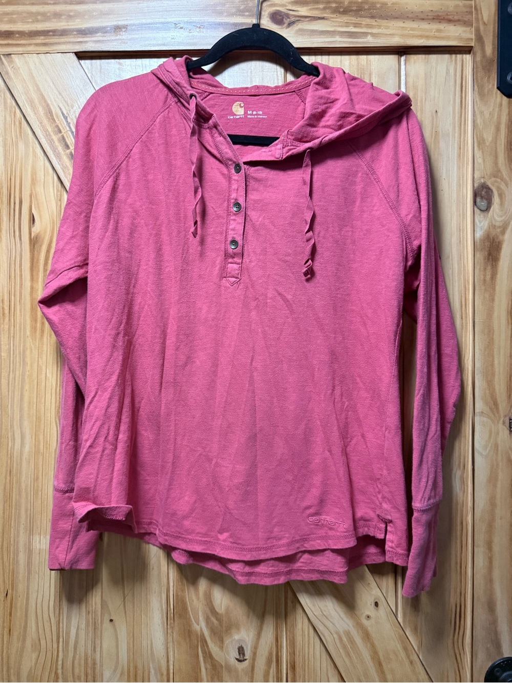 Carhartt Rose Pink Hooded Henley Sweatshirt